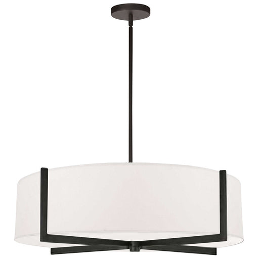 Dainolite Preston 26in 4-Light Pendant | Contemporary Matte Black and White Fabric | Kitchen Island & Dining Room | Model PST-264LP-MB-WH