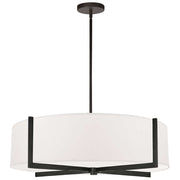 Dainolite Preston 26in 4-Light Pendant | Contemporary Matte Black and White Fabric | Kitchen Island & Dining Room | Model PST-264LP-MB-WH