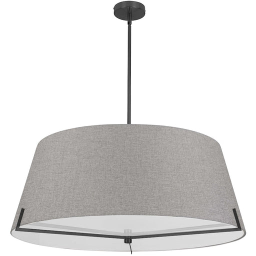 Dainolite Preston 33in 4-Light Pendant | Contemporary Matte Black and Grey Fabric | Foyer & Hall | 33 x 33 x 12.5 in | Model PST-324P-MB-GRY