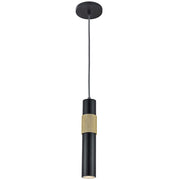 Dainolite Passwell 12in 1-Light Pendant | Modern Matte Black and Aged Brass Metal | Kitchen Island & Dining Room | Model PSW-121P-MB-AGB