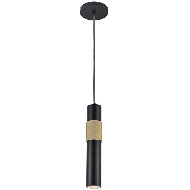 Dainolite Passwell 12in 1-Light Pendant | Modern Matte Black and Aged Brass Metal | Kitchen Island & Dining Room | Model PSW-121P-MB-AGB