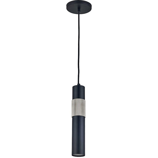 Dainolite Passwell 12in 1-Light Pendant | Modern Matte Black and Satin Chrome Metal | Kitchen Island & Dining Room | Model PSW-121P-MB-SC