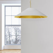 Dainolite Presley 32in 1-Light Large Pendant | Transitional White & Gold Fabric and Aged Brass Metal | Kitchen Island & Dining Room | Model PSY-L-AGB-692