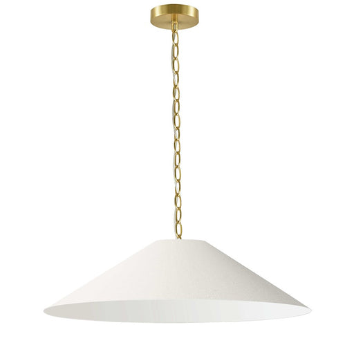 Dainolite Presley 32in 1-Light Large Pendant | Transitional Aged Brass and Cream HardBack Shade | Entryway & Dining Room | 32 x 32 x | Model PSY-L-AGB-720