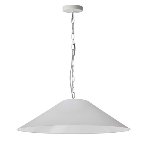 Dainolite Presley 32in 1-Light Pendant | Transitional White Fabric and Matte White Metal | Kitchen Island & Dining Room | Model PSY-L-MW-790