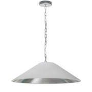 Dainolite Presley 32in 1-Light Large Pendant | Transitional White & Silver Fabric and Polished Chrome Metal | Kitchen Island & Dining | Model PSY-L-PC-691