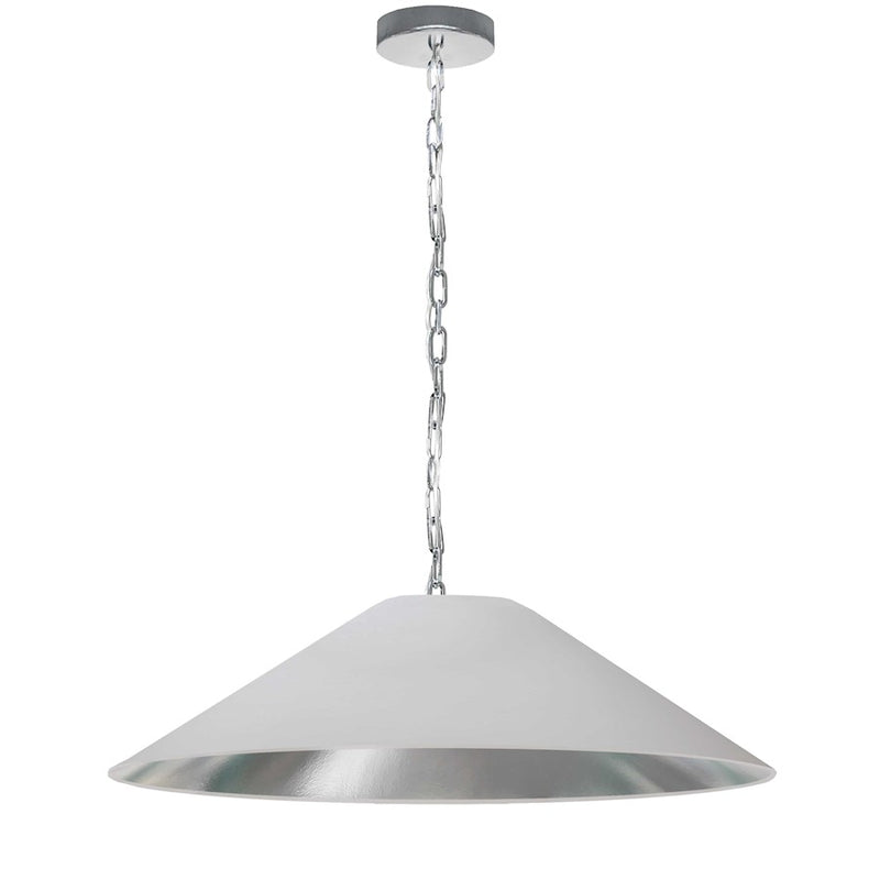 Dainolite Presley 32in 1-Light Large Pendant | Transitional White & Silver Fabric and Polished Chrome Metal | Kitchen Island & Dining | Model PSY-L-PC-691