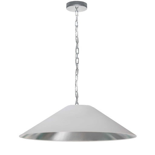 Dainolite Presley 32in 1-Light Large Pendant | Transitional White & Silver Fabric and Polished Chrome Metal | Kitchen Island & Dining | Model PSY-L-PC-691