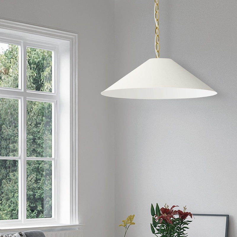 Dainolite Presley 26in 1-Light Pendant | Transitional Aged Brass and Cream HardBack Shade | Kitchen Island & Dining Room | 26 x 26 x | Model PSY-M-AGB-720