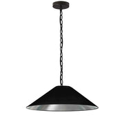 Dainolite Presley 26in 1-Light Medium Pendant | Transitional Matte Black and Silver Fabric | Kitchen Island & Dining Room | 26 x 26 x | Model PSY-M-MB-697