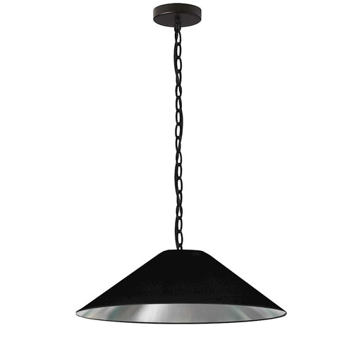Dainolite Presley 26in 1-Light Medium Pendant | Transitional Matte Black and Silver Fabric | Kitchen Island & Dining Room | 26 x 26 x | Model PSY-M-MB-697