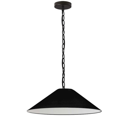 Dainolite Presley 26in 1-Light Medium Pendant | Transitional Matte Black and Black HardBack Fabric | Kitchen Island & Dining Room | Model PSY-M-MB-797