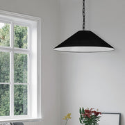 Dainolite Presley 26in 1-Light Medium Pendant | Transitional Matte Black and Black HardBack Fabric | Kitchen Island & Dining Room | Model PSY-M-MB-797