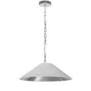 Dainolite Presley 26in 1-Light Medium Pendant | Transitional Polished Chrome and White & Silver Fabric HardBack | Kitchen Island & | Model PSY-M-PC-691