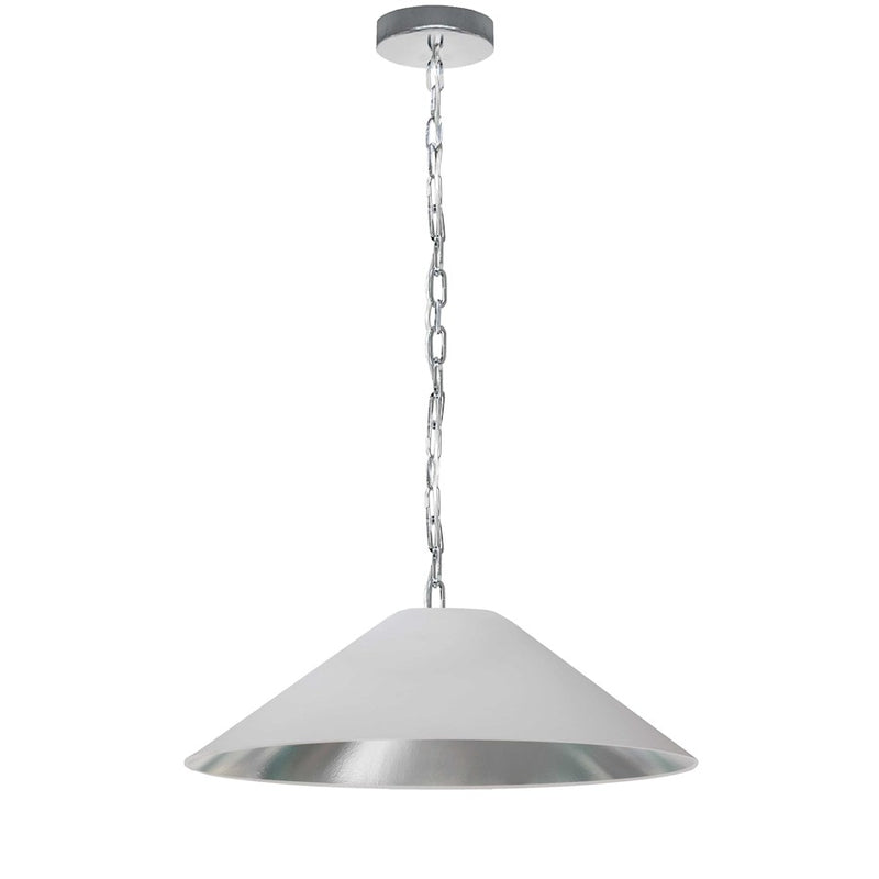 Dainolite Presley 26in 1-Light Medium Pendant | Transitional Polished Chrome and White & Silver Fabric HardBack | Kitchen Island & | Model PSY-M-PC-691