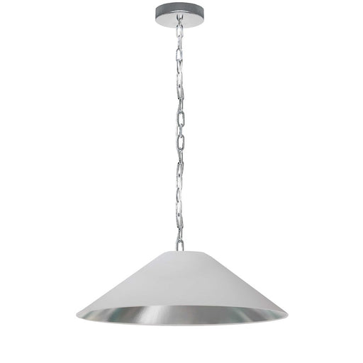 Dainolite Presley 26in 1-Light Medium Pendant | Transitional Polished Chrome and White & Silver Fabric HardBack | Kitchen Island & | Model PSY-M-PC-691