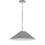 Dainolite Presley 26in 1-Light Pendant | Transitional Polished Chrome and Grey Fabric Shade | Kitchen Island & Dining Room | 26 x 26 | Model PSY-M-PC-835