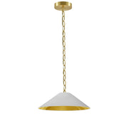 Dainolite Presley 20in 1-Light Small Pendant | Transitional White & Gold Fabric and Aged Brass Metal | Kitchen Island & Dining Room | Model PSY-S-AGB-692
