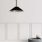 Dainolite Presley 20in 1-Light Small Pendant | Transitional Black & Silver Fabric and HardBack Shade | Kitchen Island & Dining Room | Model PSY-S-MB-697