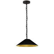 Dainolite Presley 20in 1-Light Small Pendant | Transitional Matte Black and Gold Fabric HardBack | Kitchen Island & Dining Room | 20 | Model PSY-S-MB-698