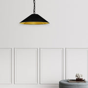 Dainolite Presley 20in 1-Light Small Pendant | Transitional Matte Black and Gold Fabric HardBack | Kitchen Island & Dining Room | 20 | Model PSY-S-MB-698
