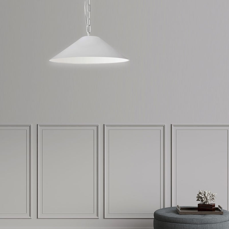 Dainolite Presley 20in 1-Light Pendant | Transitional White Fabric and Matte White Metal | Kitchen Island & Dining Room | 20 x 20 x 7 | Model PSY-S-MW-790