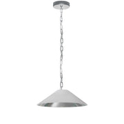 Dainolite Presley 20in 1-Light Small Pendant | Transitional Polished Chrome and White & Silver Fabric HardBack Shade | Kitchen Island | Model PSY-S-PC-691