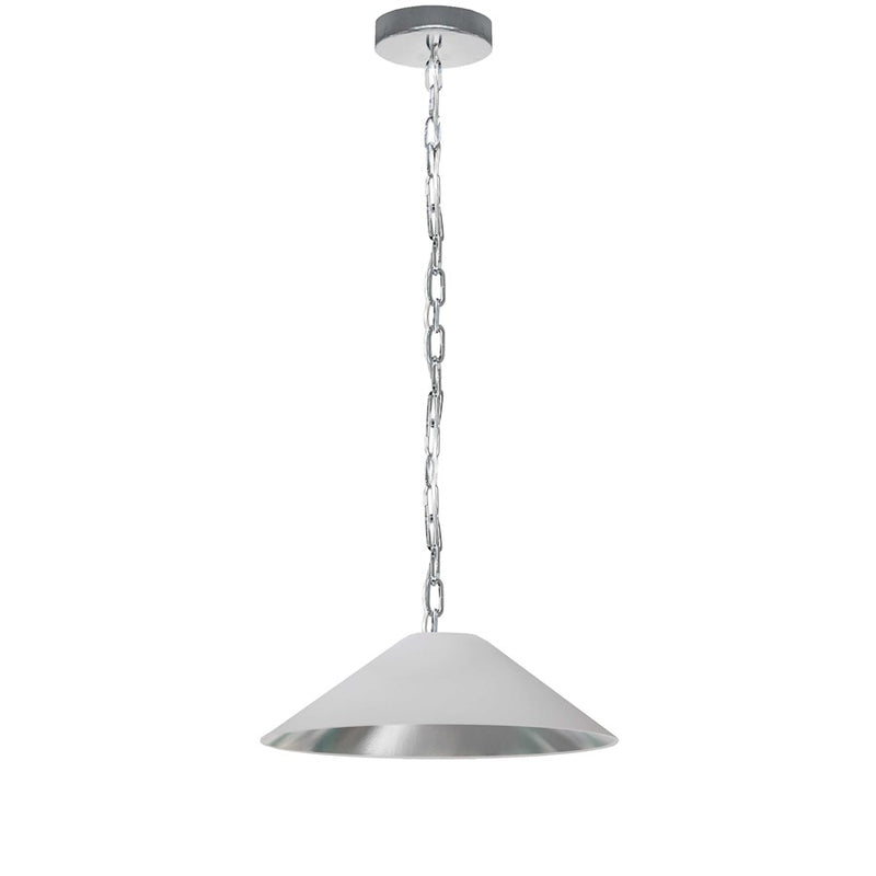 Dainolite Presley 20in 1-Light Small Pendant | Transitional Polished Chrome and White & Silver Fabric HardBack Shade | Kitchen Island | Model PSY-S-PC-691