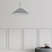 Dainolite Presley 20in 1-Light Pendant | Transitional Polished Chrome and Grey Fabric Shade | Kitchen Island & Dining Room | 20 x 20 | Model PSY-S-PC-835