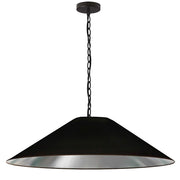 Dainolite Presley 38in 1-Light XL Pendant | Transitional Black & Silver Fabric and HardBack Shade | Kitchen Island & Dining Room | Model PSY-XL-MB-697