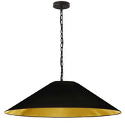 Dainolite Presley 38in 1-Light XL Pendant | Transitional Black & Gold Fabric HardBack | Kitchen Island & Dining Room | 38 x 38 x 12 | Model PSY-XL-MB-698