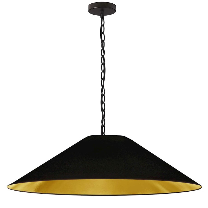 Dainolite Presley 38in 1-Light XL Pendant | Transitional Black & Gold Fabric HardBack | Kitchen Island & Dining Room | 38 x 38 x 12 | Model PSY-XL-MB-698