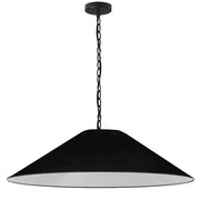 Dainolite Presley 38in 1-Light Pendant | Transitional Matte Black Metal and Black HardBack Fabric Empire Shade | Living Room & | Model PSY-XL-MB-797