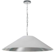 Dainolite Presley 38in 1-Light XL Pendant | Transitional Polished Chrome and White Silver Fabric HardBack | Kitchen Island & Dining | Model PSY-XL-PC-691