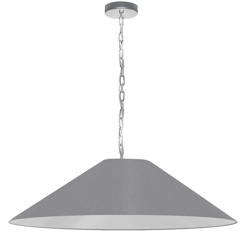 Dainolite Presley 38in 1-Light Pendant | Transitional Polished Chrome and Grey HardBack Shade | Kitchen Island & Dining Room | 38 x | Model PSY-XL-PC-835