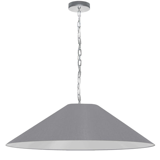 Dainolite Presley 38in 1-Light Pendant | Transitional Polished Chrome and Grey HardBack Shade | Kitchen Island & Dining Room | 38 x | Model PSY-XL-PC-835