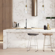 Dainolite Patia 5in 1-Light Pendant | Modern Aged Brass and Clear Fluted Glass | Kitchen Island & Dinette | 5 x 5 x 15 in | Model PTA-51P-CFF-AGB