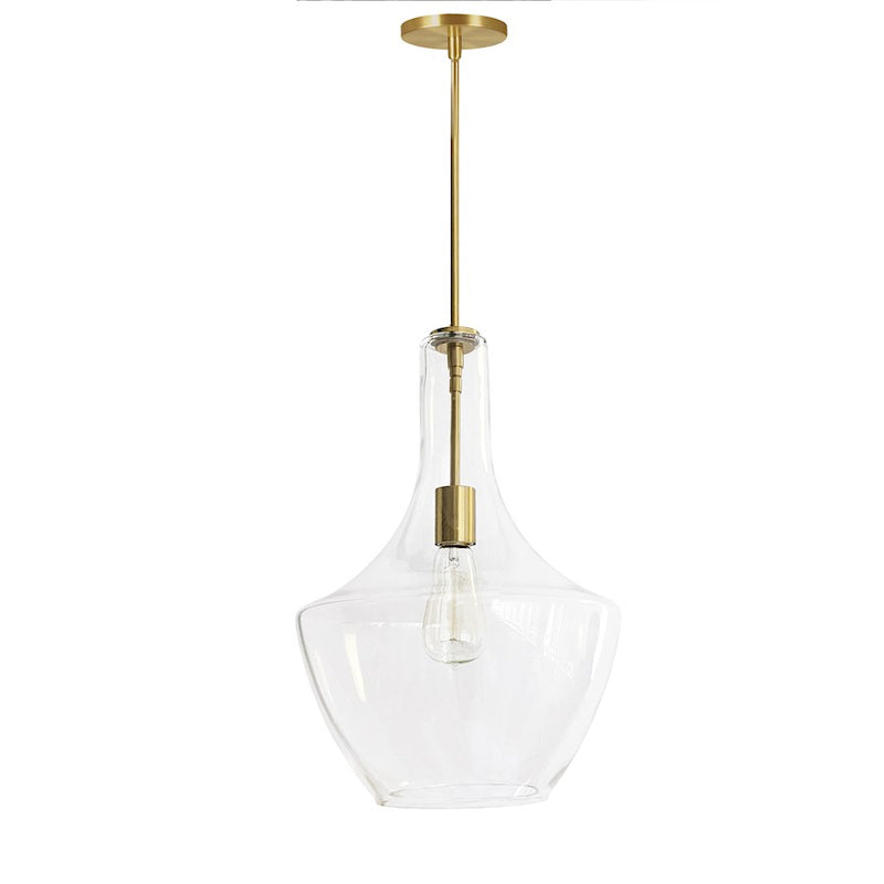 Dainolite Petalite 121P 12in 1-Light Pendant | Aged Brass and Clear Glass | Kitchen Island & Dining Room | 12 x 12 x 18 in | Model PTL-121P-AGB