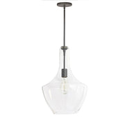 Dainolite Petalite 121P 12in 1-Light Pendant | Matte Black and Clear Glass | Kitchen Island & Dining Room | 12 x 12 x 18 in | Model PTL-121P-MB