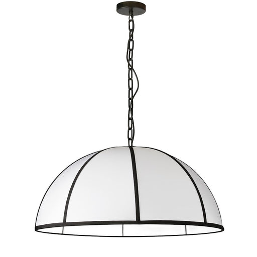 Dainolite Portobello 32in 1-Light Pendant | Contemporary Matte Black and White Fabric Dome | Kitchen Island & Dining Room | 32 x 32 | Model PTO-321P-MB-BW