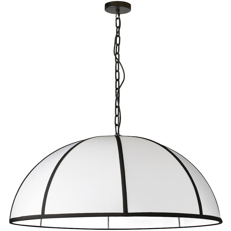 Dainolite Portobello 40in 1-Light Pendant | Contemporary Matte Black and White Fabric | Kitchen Island & Dining Room | 40 x 40 x 16 | Model PTO-401P-MB-BW