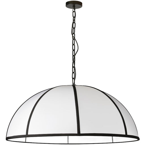 Dainolite Portobello 40in 1-Light Pendant | Contemporary Matte Black and White Fabric | Kitchen Island & Dining Room | 40 x 40 x 16 | Model PTO-401P-MB-BW