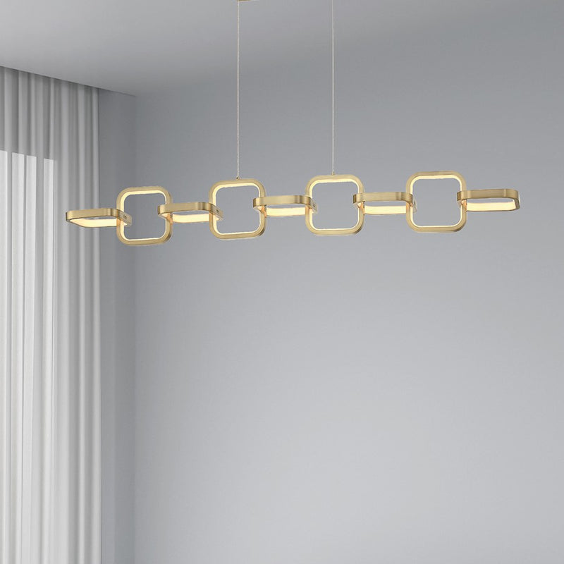 Dainolite Patsy 43in 1-Light LED Horizontal Pendant | Transitional Aged Brass and White Silicone | Kitchen Island & Dining | Model PTY-4359LEDHP-AGB