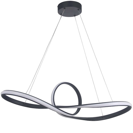 Dainolite Percival 30in 1-Light LED Pendant | Contemporary Matte Black and White Silicone | Kitchen Island & Dining Room | Model PVL-3043LEDHP-MB