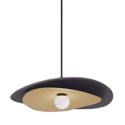 Dainolite Paven 20in 1-Light LED Pendant | Transitional Matte Black and Aged Brass Metal | Kitchen & Dining Room | Model PVN-2012LEDP-MB-AGB