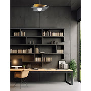 Dainolite Paven 20in 1-Light LED Pendant | Contemporary Matte Black and Aged Brass Metal | Kitchen & Dining Room | Model PVN-2015LEDP-MB-AGB