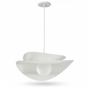 Dainolite Paven 20in 1-Light LED Pendant | Contemporary Matte White Metal and Opal Glass | Dining Room & Foyer | 20 x 20 x 12 in | Model PVN-2015LEDP-MW