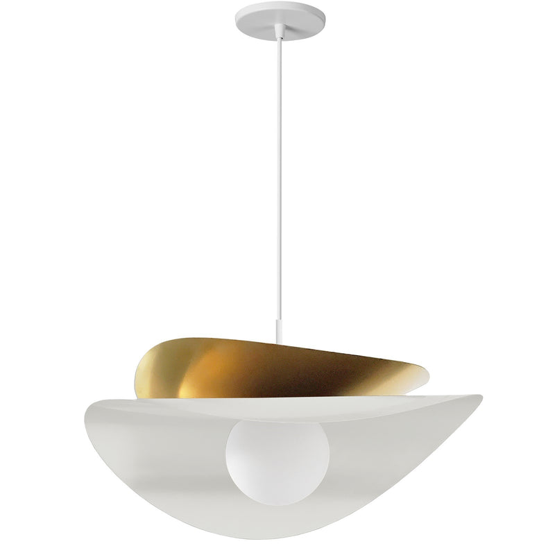 Dainolite Paven 20in 1-Light LED Pendant | Contemporary Matte White Metal and Opal Glass | Kitchen Island & Dining Room | 20 x | Model PVN-2015LEDP-MW-AGB