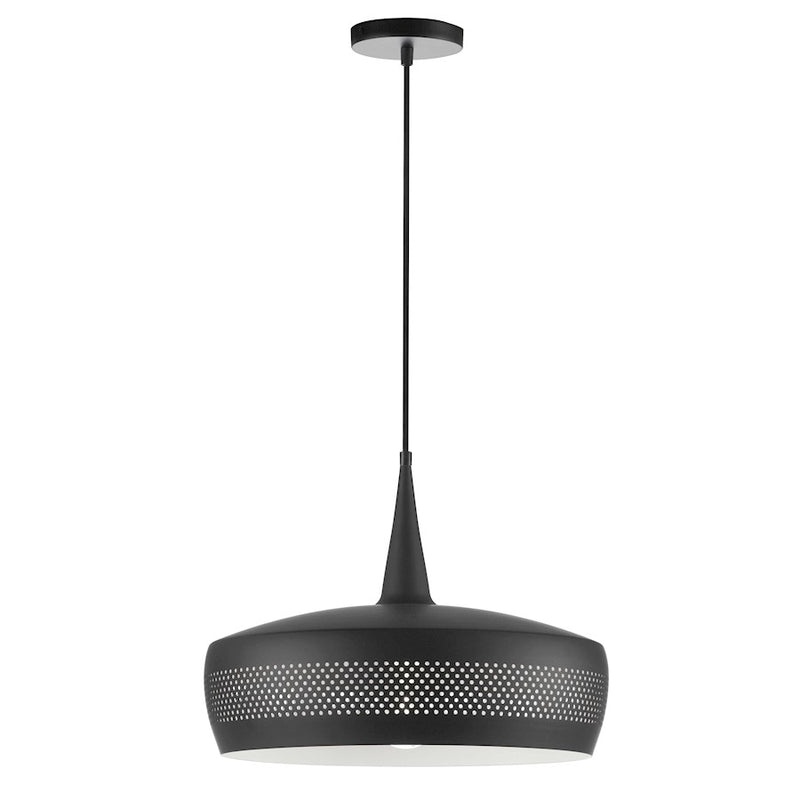 Dainolite Pixie 16in 1-Light Pendant | Transitional Matte Black Metal | Kitchen Island & Foyer | 16 x 16 x 12 in | Model PXE-161P-MB