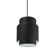 Dainolite Priya 10in 1-Light Pendant | Contemporary Matte Black and Black Fabric HardBack Drum Shade | Kitchen Island & Dining Room | Model PYA-141P-MB-BK